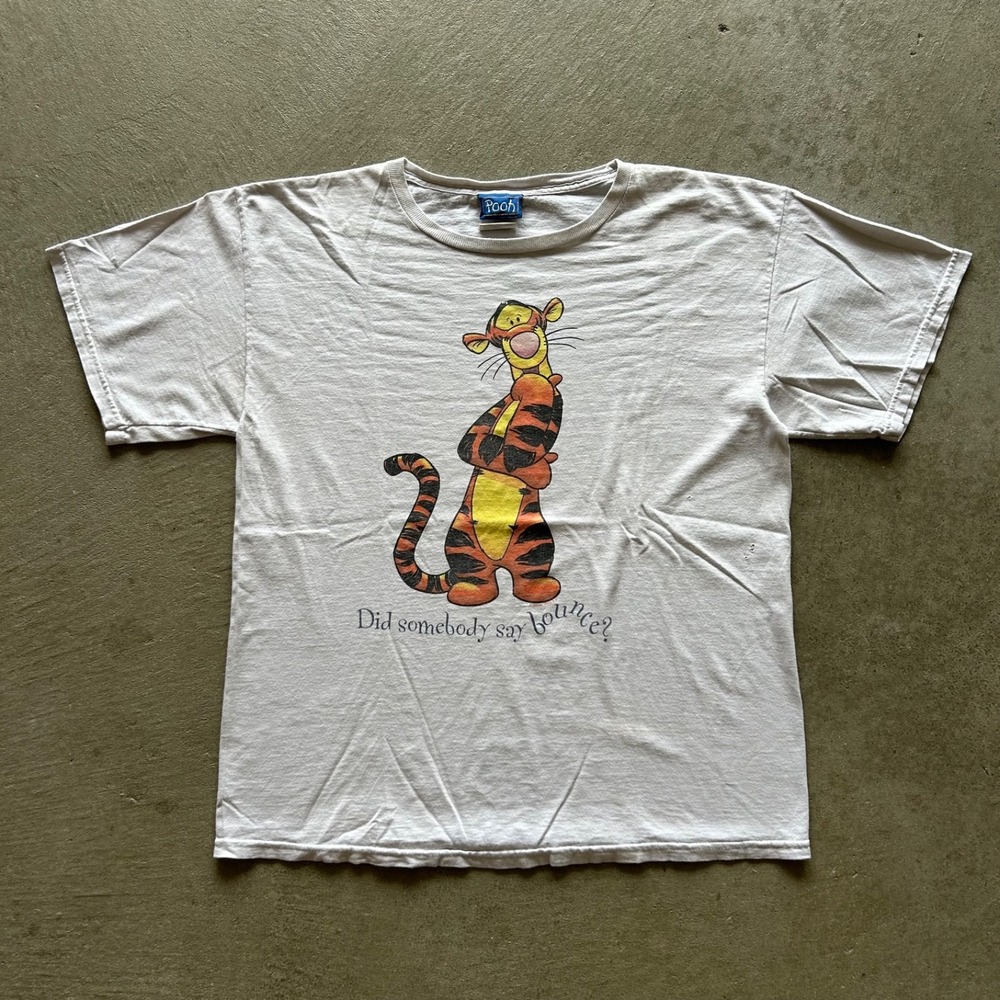 Vintage 90s Disney Tigger Shirt Size Large White Did Somebody Say Bounce TV Show